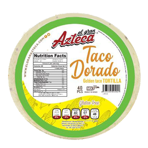 Tortilla de maiz delgada para taco dorado 40 piezas. El Gran Azteca